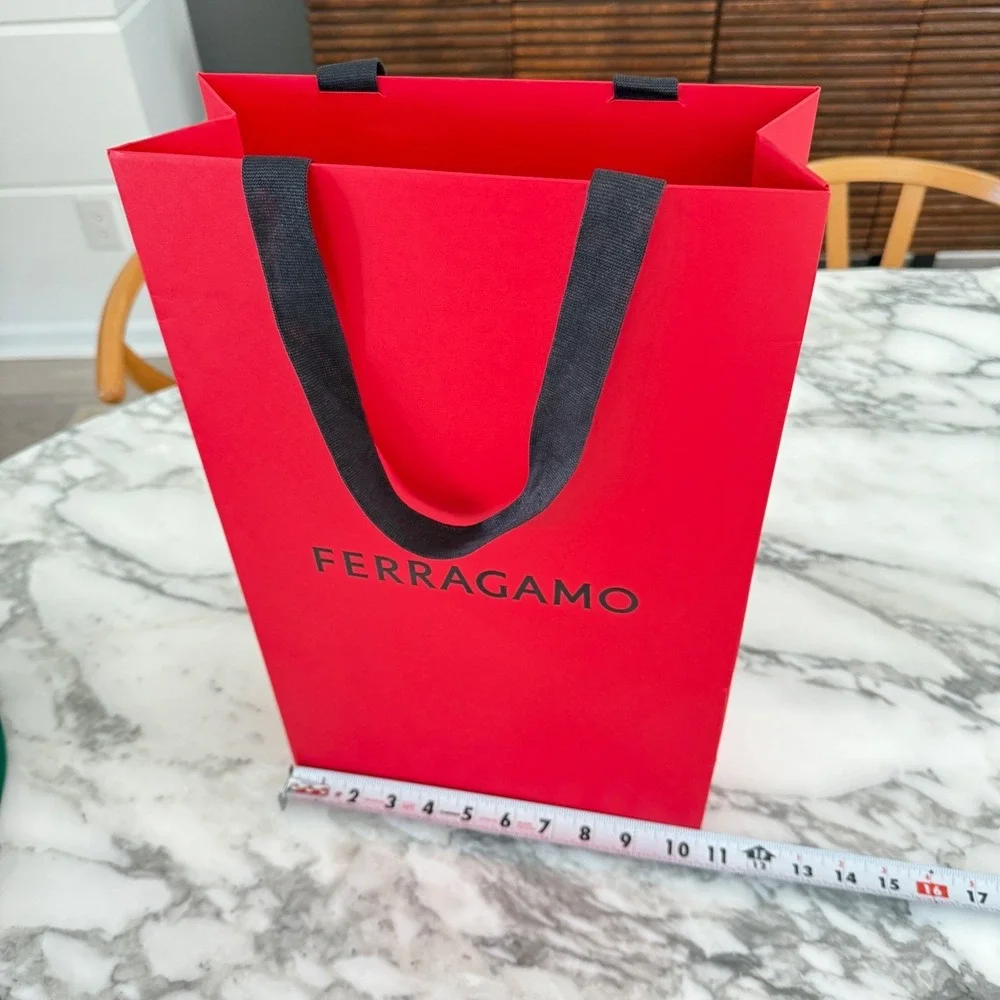 Authentic Ferragamo, Red Shopping Bag 10.5